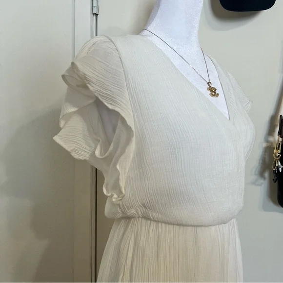 LUSH midi ruffle off white dress size S - Picture 14 of 14